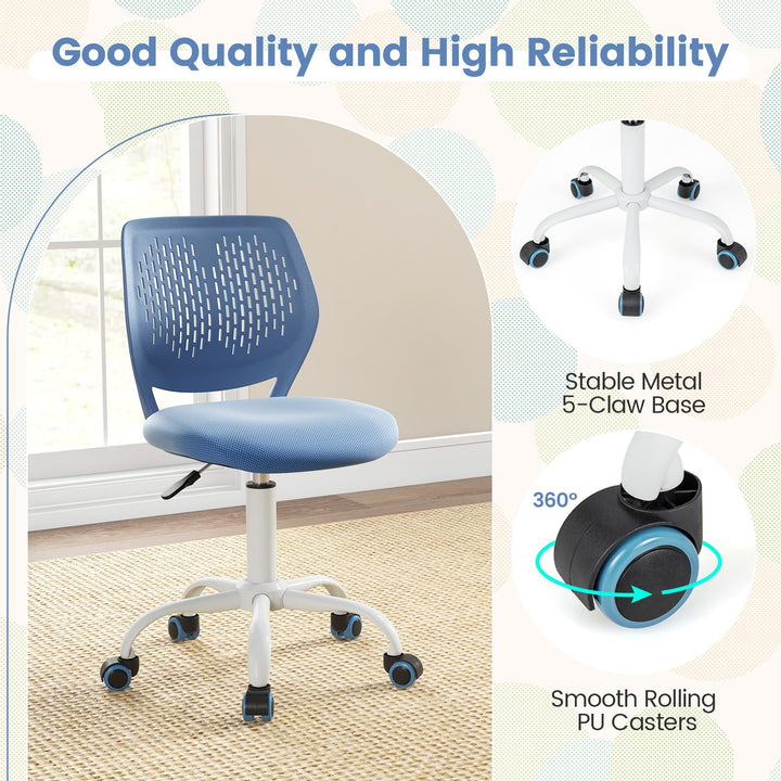Giantex Kids Desk Chair, Children Armless Study Chair with Adjustable Height, for Girls Boys Teens