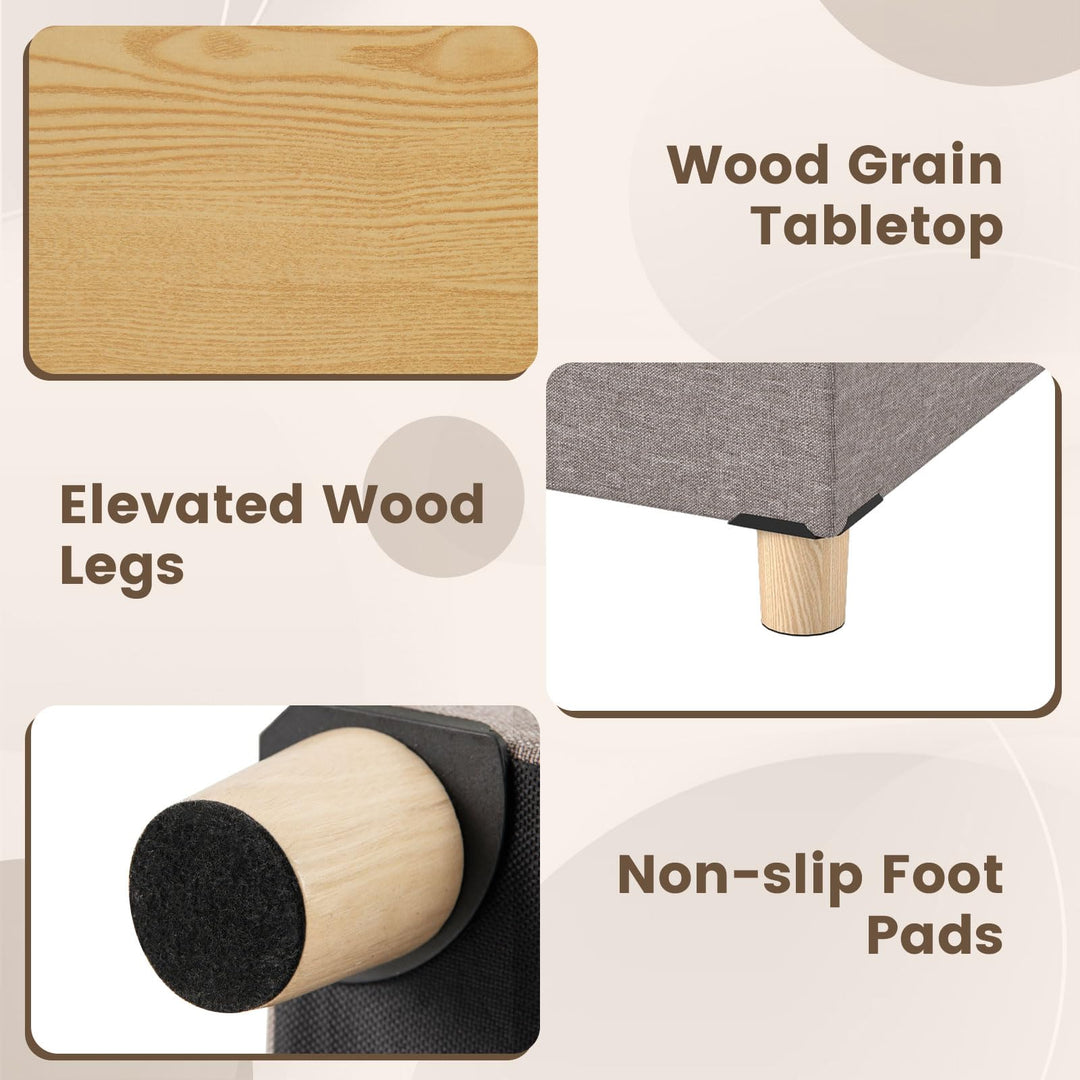 Giantex 18 Inches Ottoman with Storage and Rubber Wood Legs