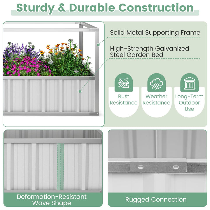 Giantex 69”x36”x28” Raised Garden Bed with Cover, 16.5 Cu.Ft Galvanized Steel Planter Box Kit