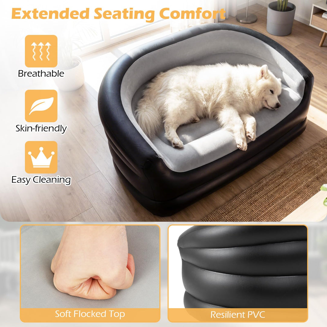 Giantex Inflatable Loveseat Couch Portable &amp; Foldable 2-Seater Air Sofa(1/2)
