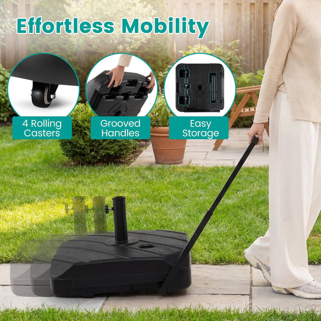 Giantex Rolling Patio Umbrella Base with Wheels and Pull Rod Fits 1.5&