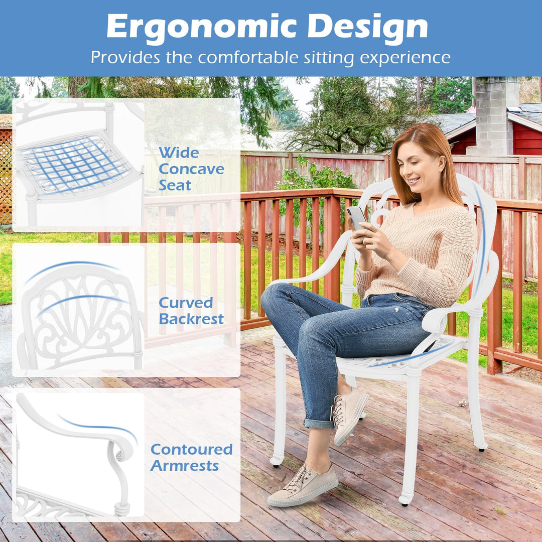 Giantex Patio Chairs, Stackable Cast Aluminum Outdoor Chairs for Lawn Porch Garden Yard