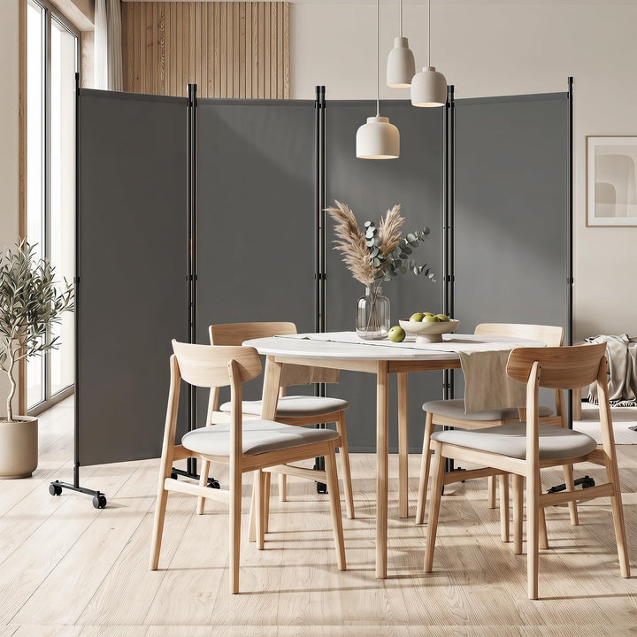 Giantex 4 Panel Room Divider, Folding Privacy Screen with Lockable Wheels, Rolling Partition Room Dividers