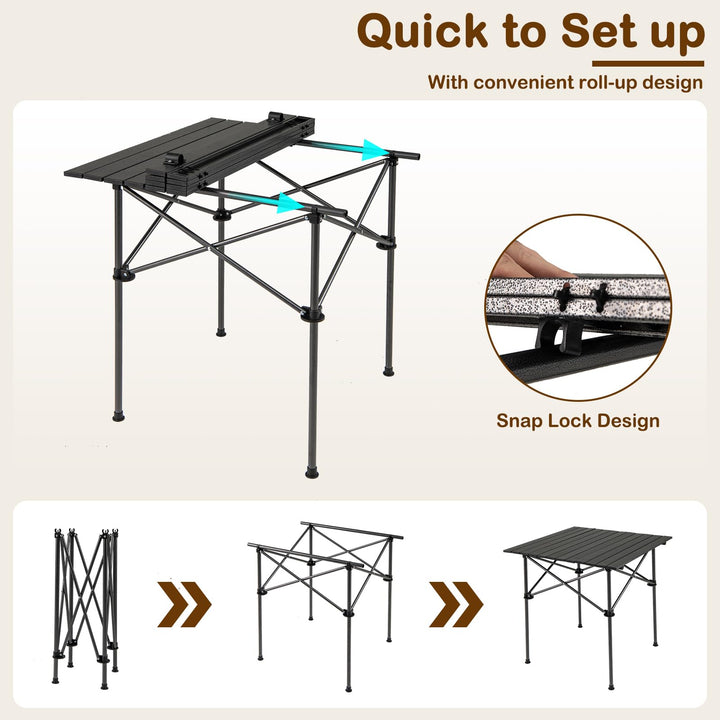 Giantex Folding Roll-up Camping Table Portable Square Table with Carry Bag for Picnic