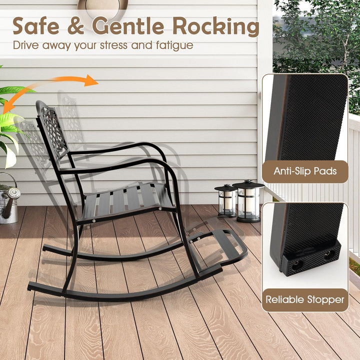 Giantex Patio Rocking Chair Outdoor Cast Aluminum Rocker w/Footrest