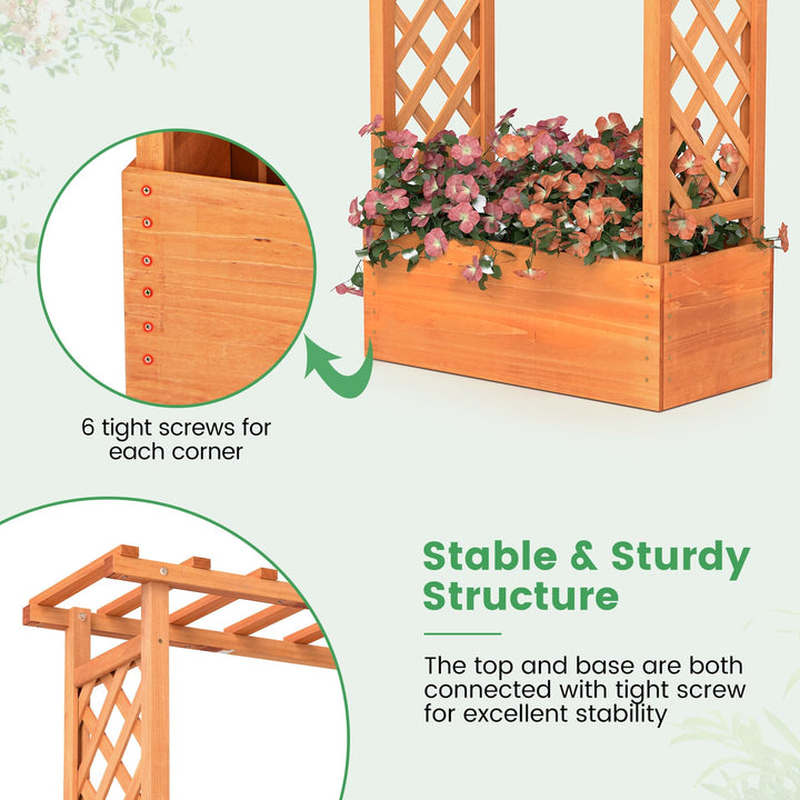 31" x 12.5" x 60" Raised Garden Bed with 2-Sided Trellis & Hanging Roof