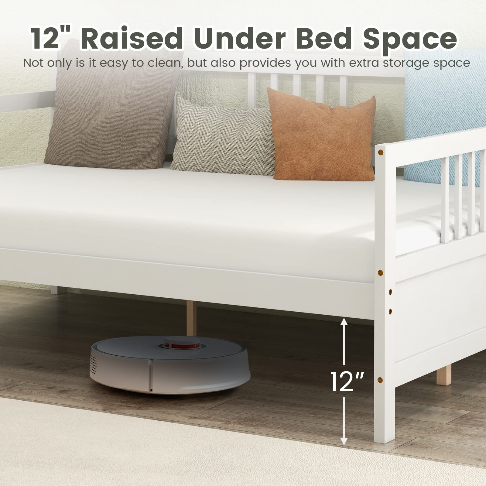 Giantex Full Size Daybed, Wooden Daybed Sofa Bed Frame with Wood Slat Support for Kids Teens (Full)