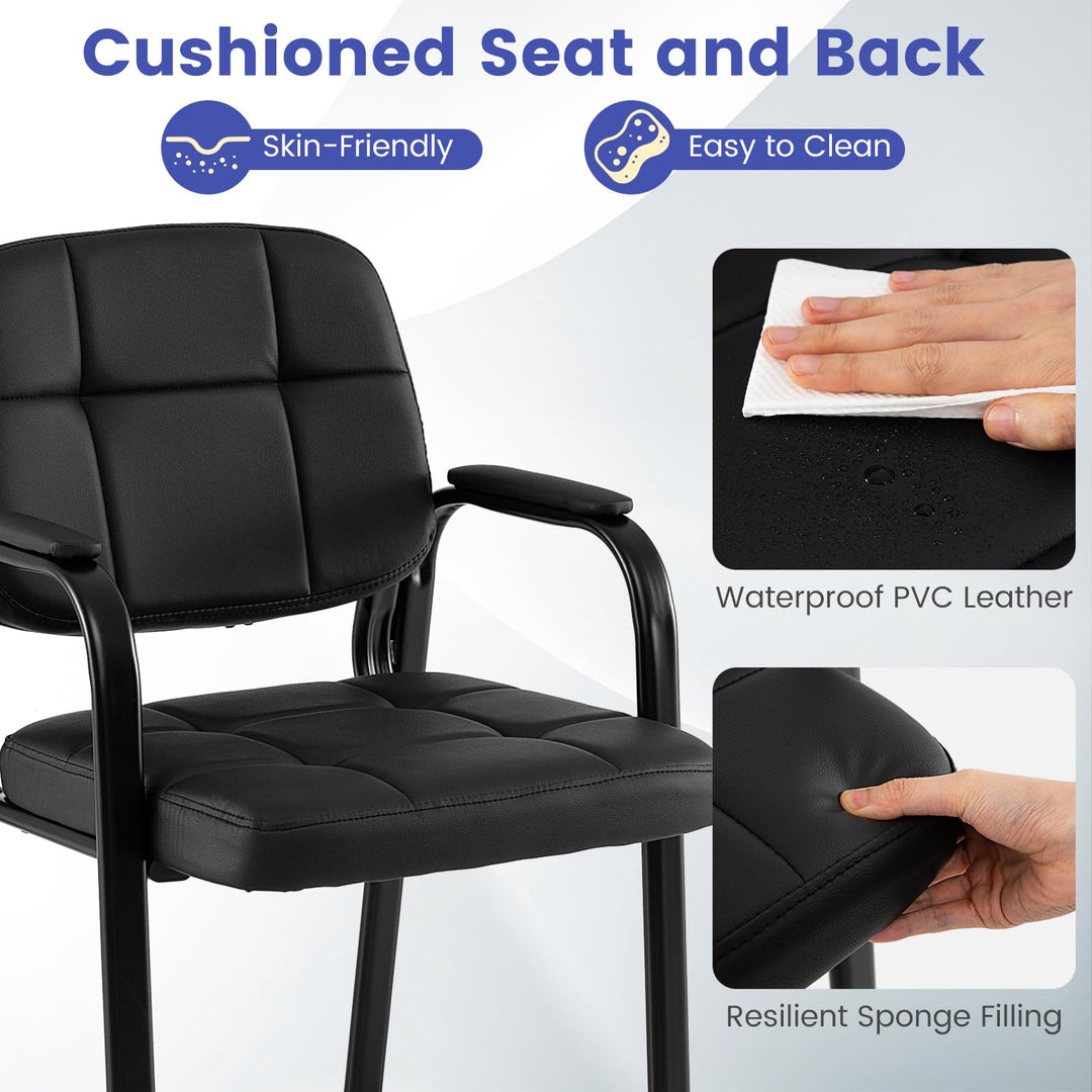 Giantex Leather Office Reception Chairs with Padded Armrests