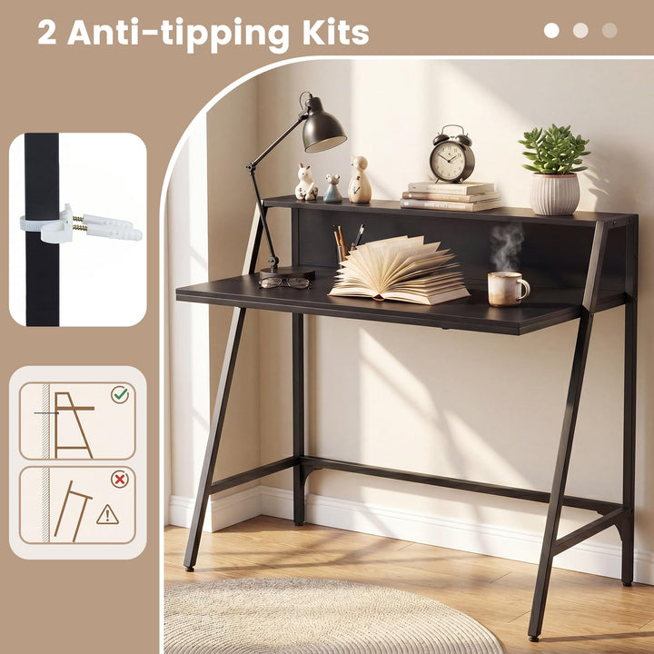 Giantex 31.5" Small Computer Desk with Raised Storage Shelf &amp; Heavy-Duty Metal Frame