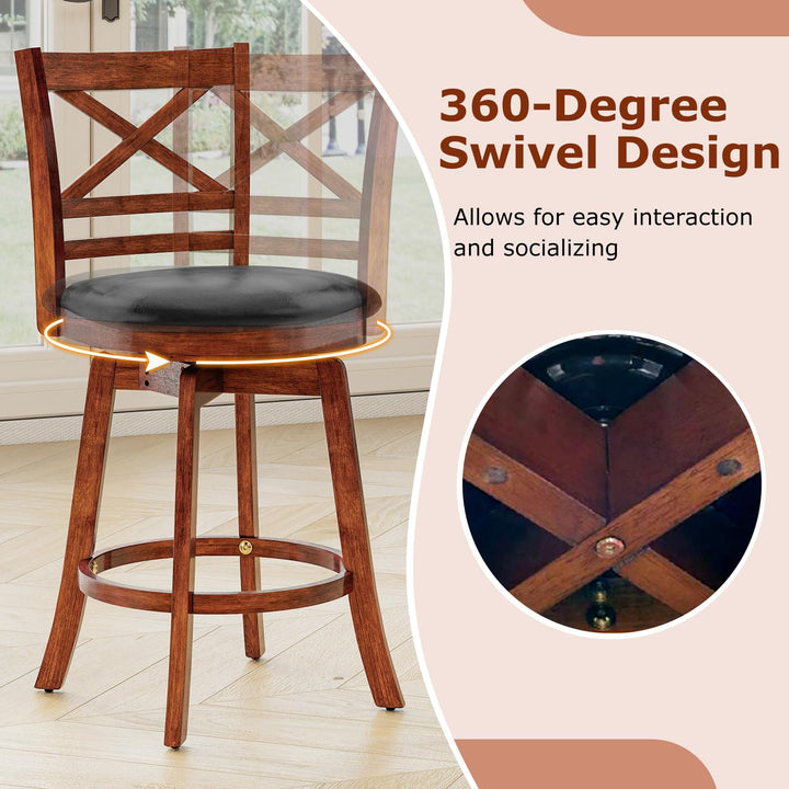 Giantex 25 Inch Swivel Bar Stools Set of 2/4 with PU Faux Leather Upholstered Seat