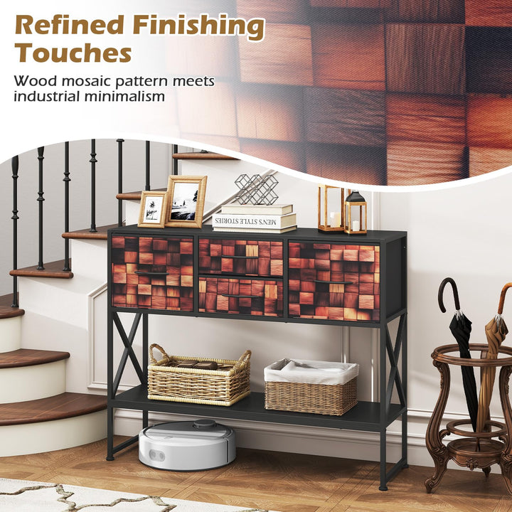 Giantex 39" Console Table with 4 Fabric Drawers