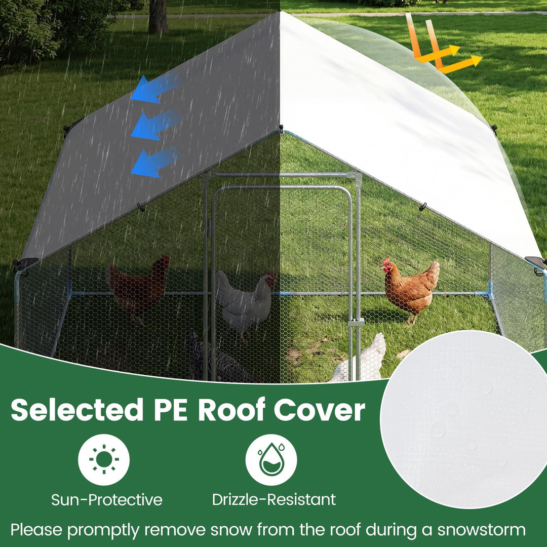 Giantex 9.8 x 6.7 x 6.6 FT Large Metal Chicken Coop with Waterproof Cover