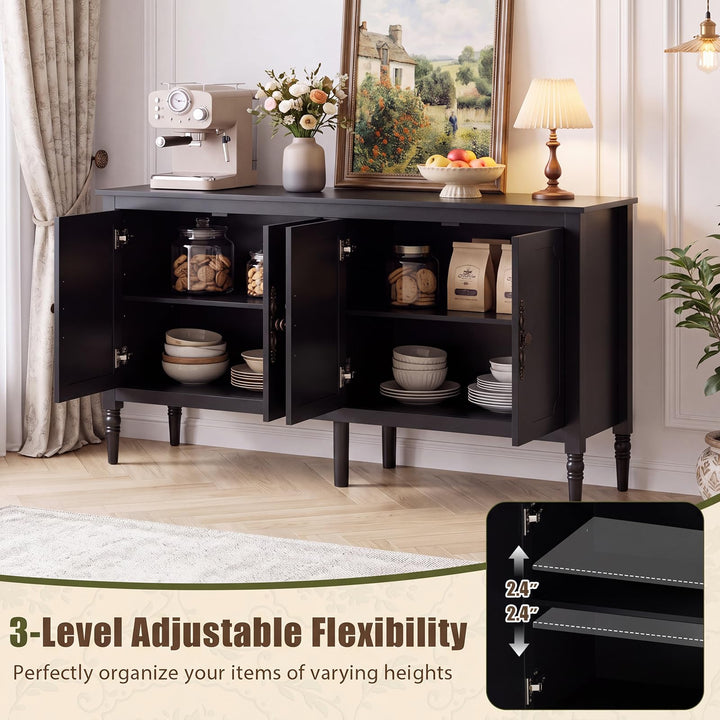GIANTEX 58" Buffet Sideboard Cabinet w/ 4 Doors &amp; Adjustable Shelves
