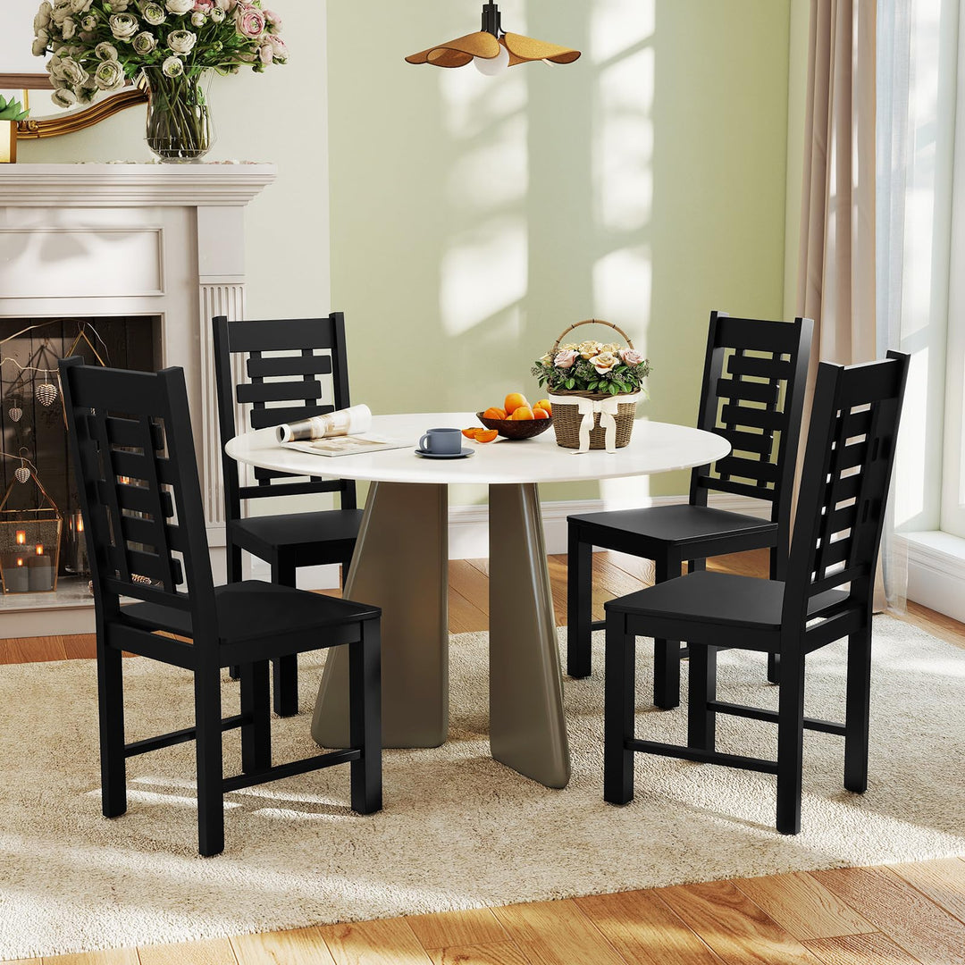Giantex Wooden Dining Chairs Set 100% Solid Rubber Wood Kitchen Chair with High & Tilted Backrest
