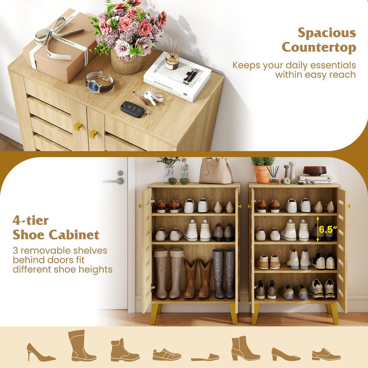 Giantex Shoe Cabinet with Doors 4-Tier Freestanding Shoe Organizer Cabinet