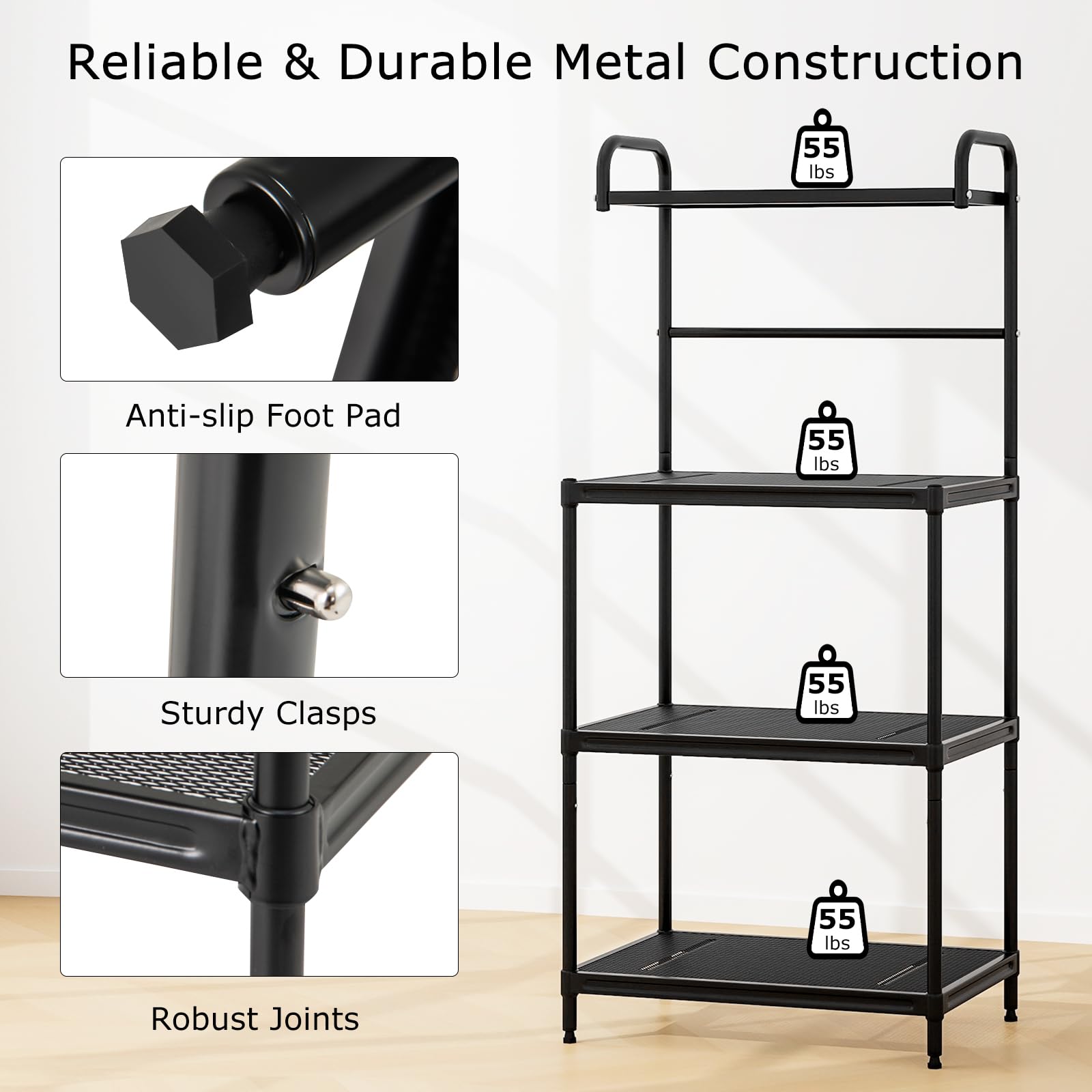 Giantex Bakers Rack, 4-Tier Microwave Oven Stand, Kitchen Storage Rack with Mesh Wire Metal Shelves