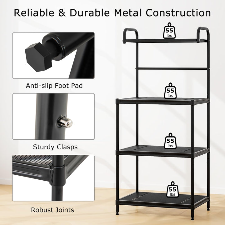 Giantex Bakers Rack, 4-Tier Microwave Oven Stand, Kitchen Storage Rack with Mesh Wire Metal Shelves