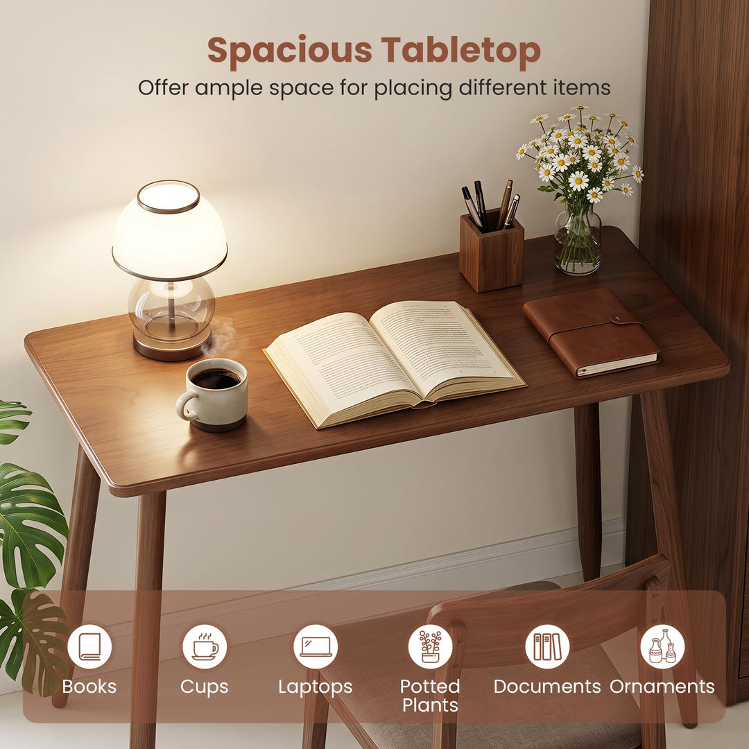 GIANTEX Wooden Computer Desk with Rubber Wood Legs