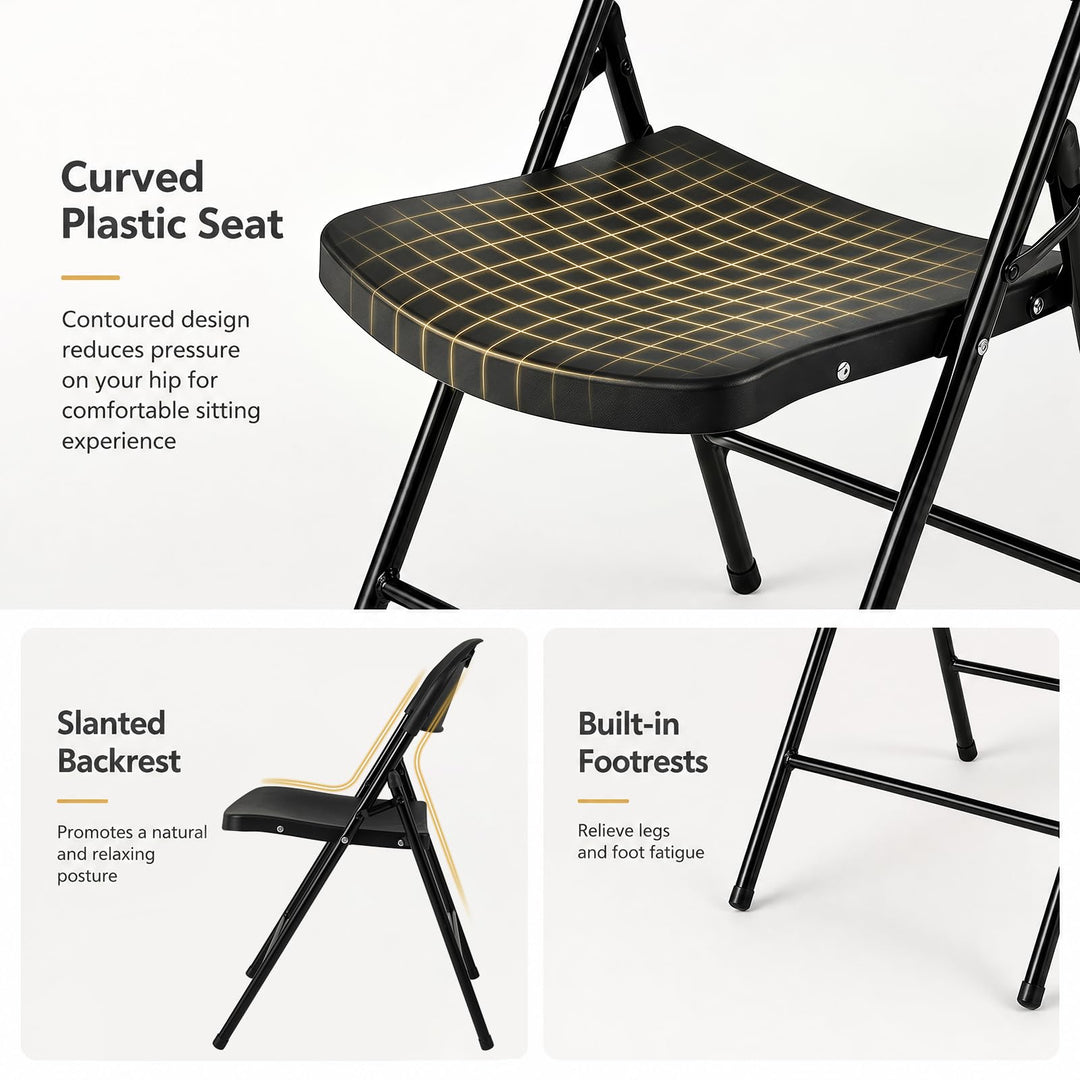 Giantex Plastic Folding Chair | Portable Stackable Commercial Seats with Ergonomic Backrest