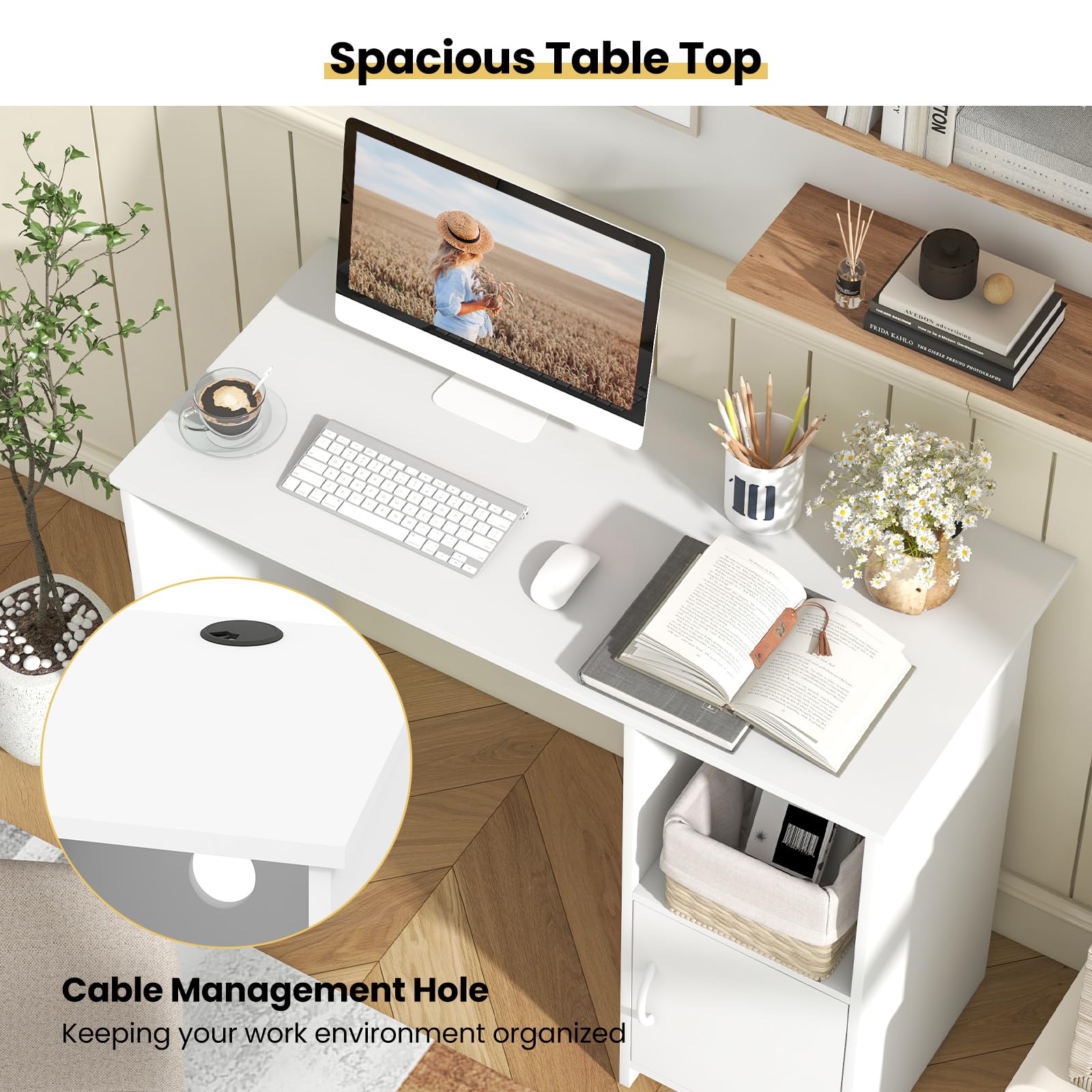 Giantex White Computer Desk with Drawers