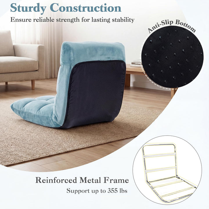 Giantex Folding Floor Chair with Back Support &amp; 14 Adjustable Position
