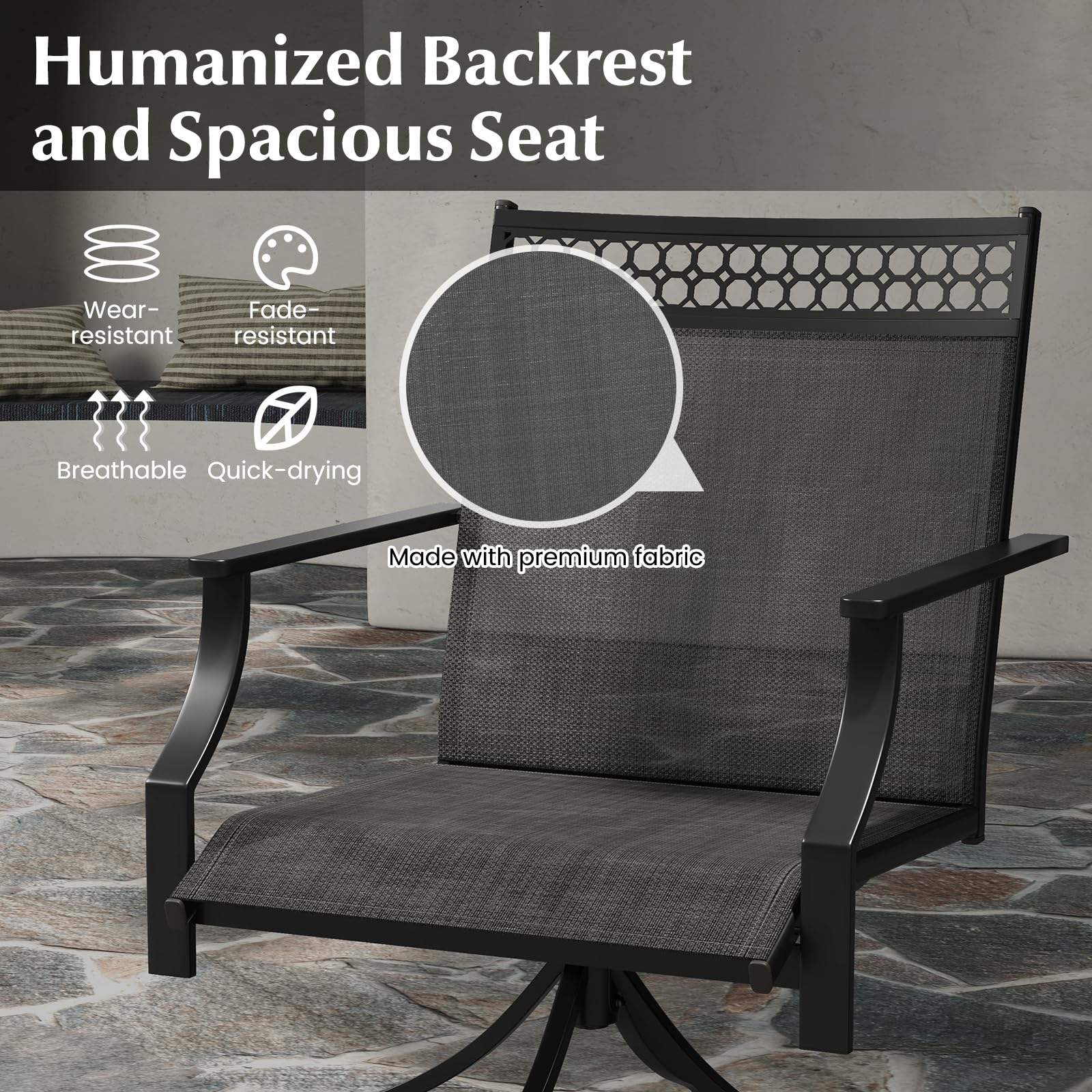 Giantex Swivel Outdoor Chairs,  Patio Dining Chairs, Round Steel Base