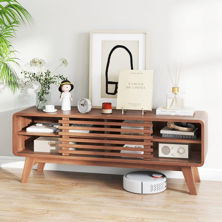 Giantex TV Stand for TVs up to 55" with Sliding Door and Adjustable Shelves for Living Room