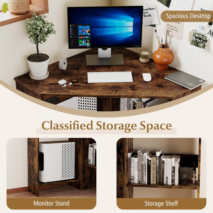Giantex Computer Desk with Storage Shelves and CPU Stand