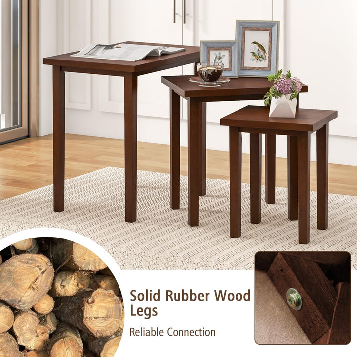 Giantex Nesting Tables Set of 3, Farmhouse Stacking Side Tables with Rubber Legs