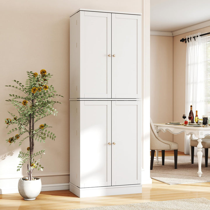 Giantex Kitchen Pantry Cabinet 65.5" Tall Kitchen Hutch w/8-Tier Storage Cabinet 16-Tier Door Shelves
