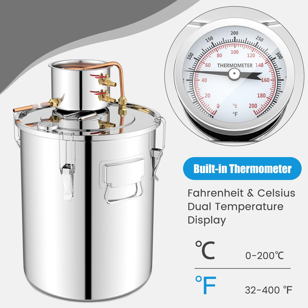 Giantex 5 or 10 Gal Alcohol Still,2 Pots Stainless Steel Alcohol Still, Multi-purpose Home Brewing Kit for DIY Whiskey, Brandy, Beer, Silver