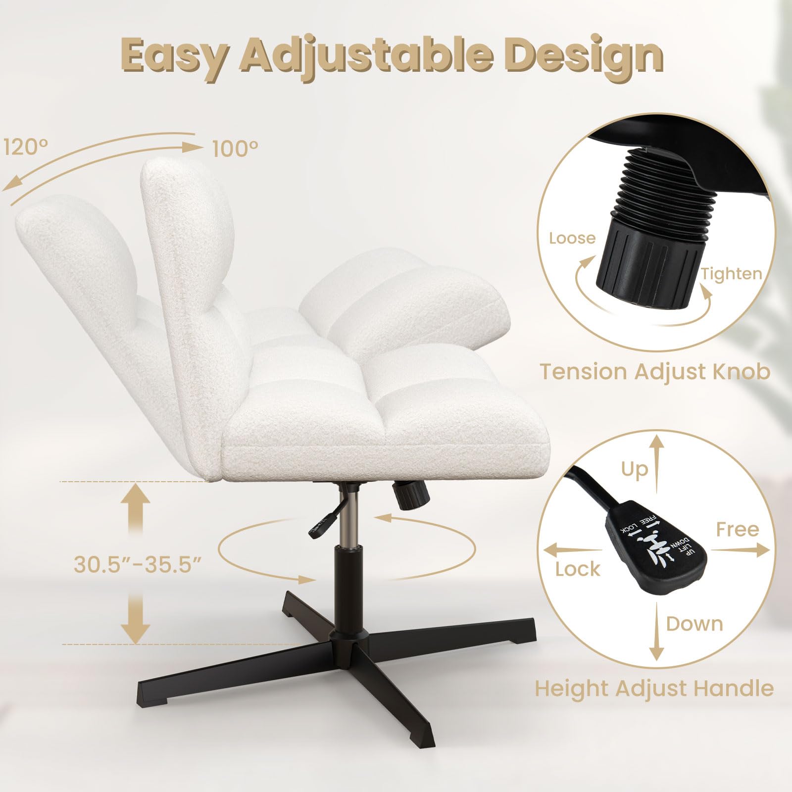 Cross Legged Office Chair - Giantex