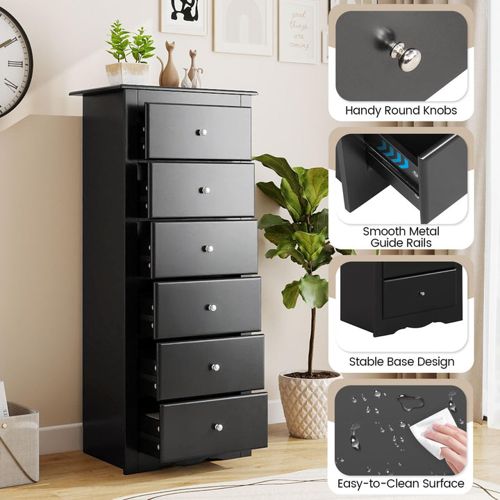 6 Drawer Chest Wooden Dresser Clothes Organizer Bedroom
