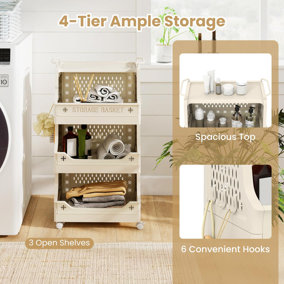 Giantex 4-Tier Rolling Laundry Cart with Wheels