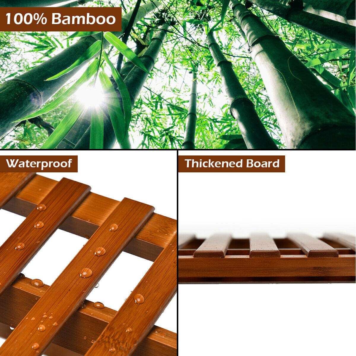 Giantex 3 Tier Folding Storage Shelf, Bamboo Ladder Plant Stand