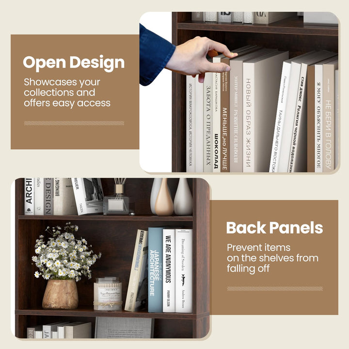 Giantex 6-Tier Bookcase, 70" Tall Wooden Bookshelf, Freestanding Storage Organizer w/Open Shelves