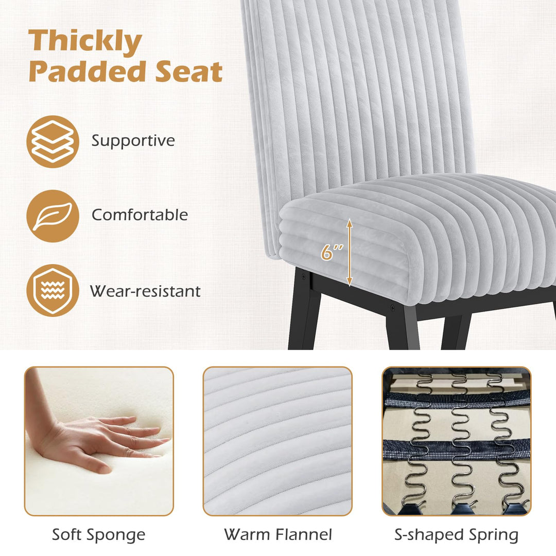 Giantex Fabric Upholstered Channel Tufted Kitchen Chair w/ 6" Thick Padded Seat & Backrest