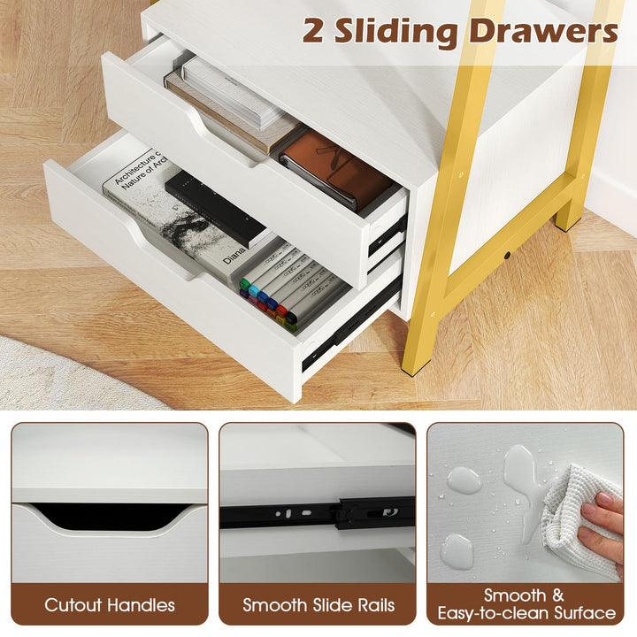 Giantex 4-Tier Bookshelf with 2 Drawers Set of 1/2