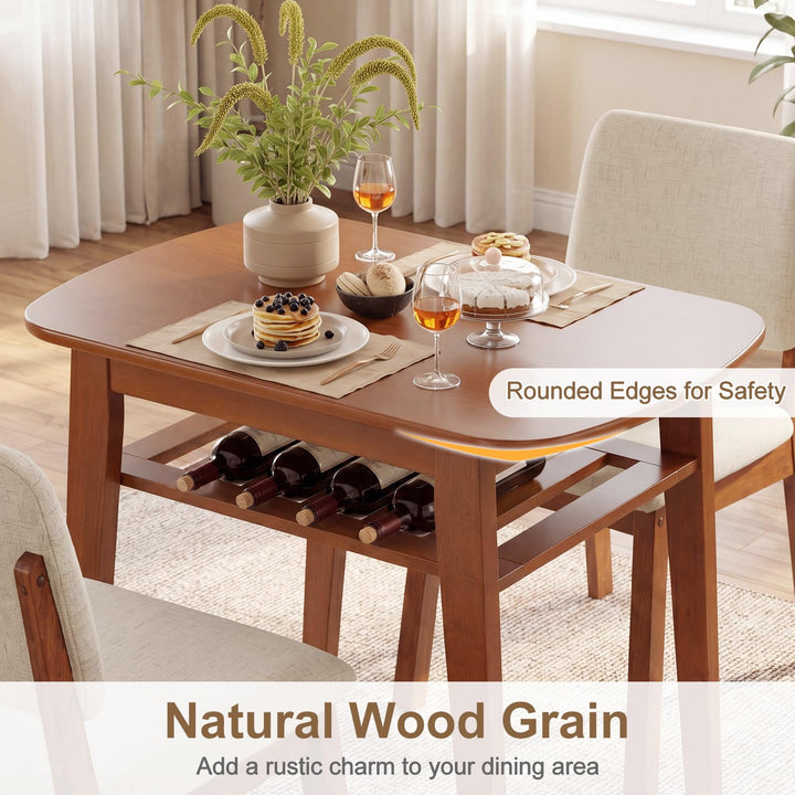 Giantex Space Saving Kitchen Table and Chairs Set w/Rubber Wood Frame