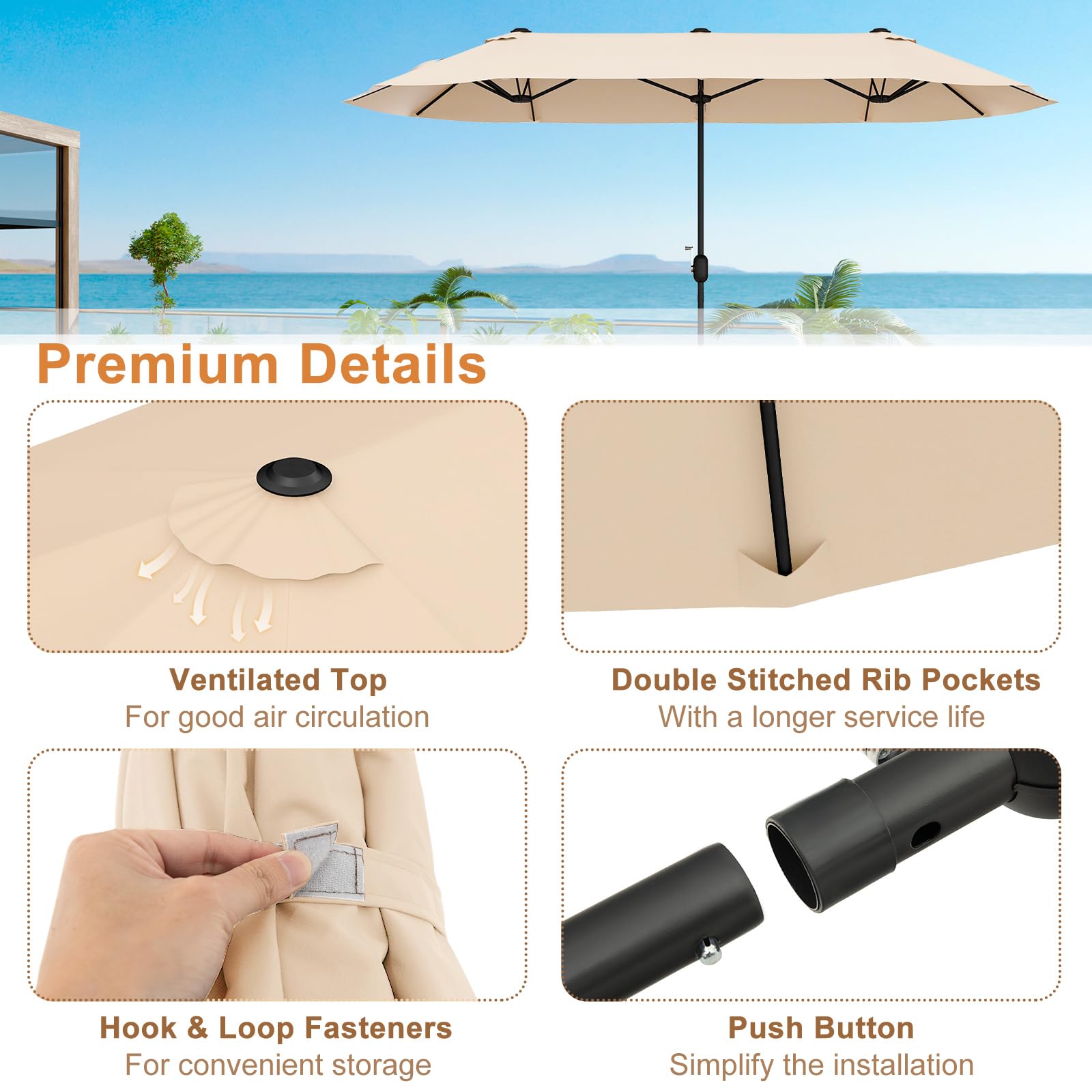 Giantex 13ft Large Patio Umbrella with Base