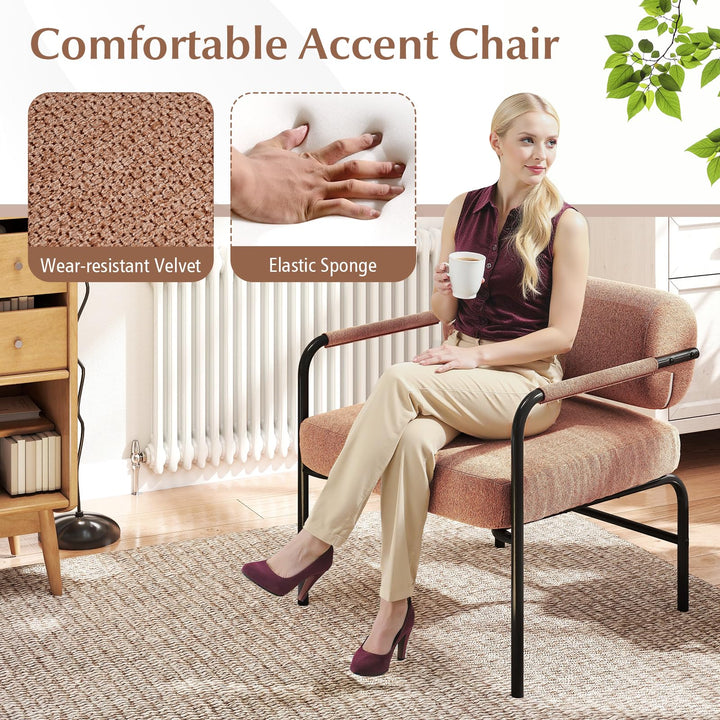 Giantex Velvet Upholstered Living Room Chair with Thickened Backrest & Metal Armrests