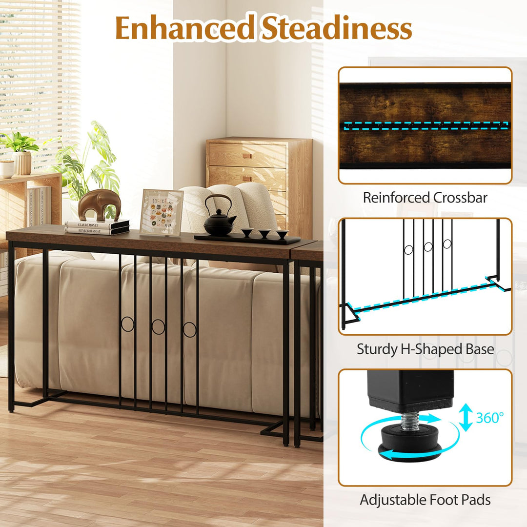 Giantex 55" Narrow Entryway Table with H-Shaped Base & Spacious Tabletop