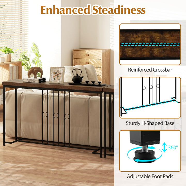 Giantex 55" Narrow Entryway Table with H-Shaped Base & Spacious Tabletop