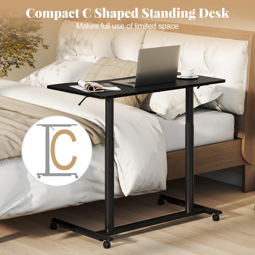 Giantex Mobile Standing Desk Height Adjustable Computer Desk with Wheels & Aluminum Frame