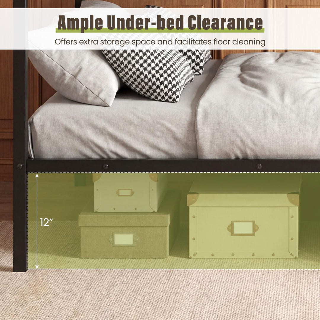 Giantex Heavy-Duty Metal Bunk Bed Full Over Full with Ladder &amp; Full Length Safety Guardrail