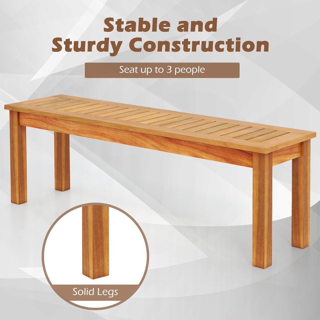 Giantex 52" Acacia Wood Outdoor Bench with Slatted Seat and Solid Wood Legs 794Lbs Capacity