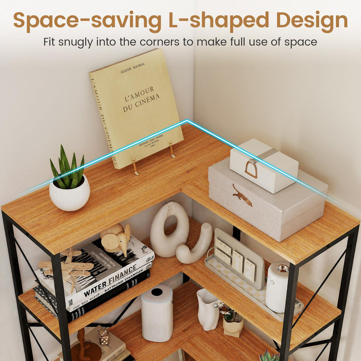 GIANTEX 5-Tier Corner Bookshelf for Living Room
