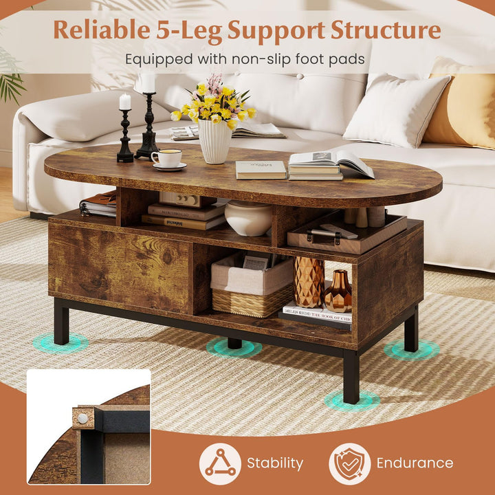 Giantex 47" Oval Coffee Table Cocktail Accent Center Table with Storage