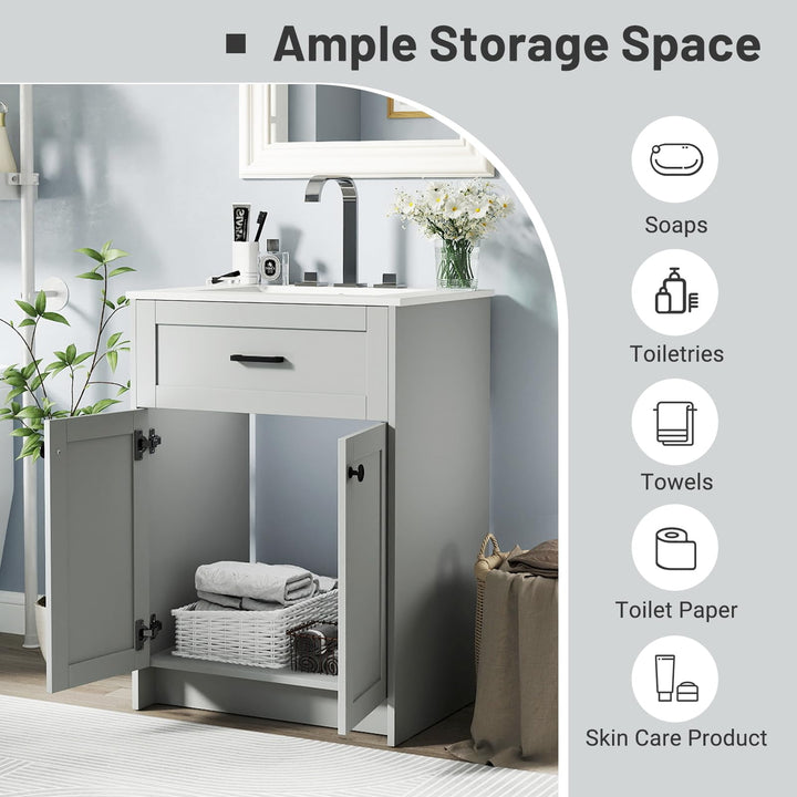 Giantex 24” Undermount Bathroom Cabinet with Ceramic Basin