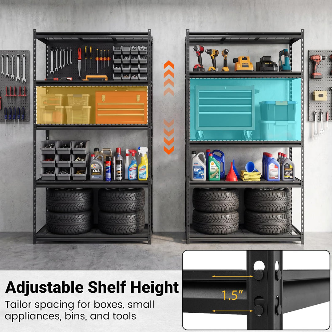 Giantex 5-Tier Metal Storage Shelves(1/2/3/4,36" L x 18" W x 72" H)